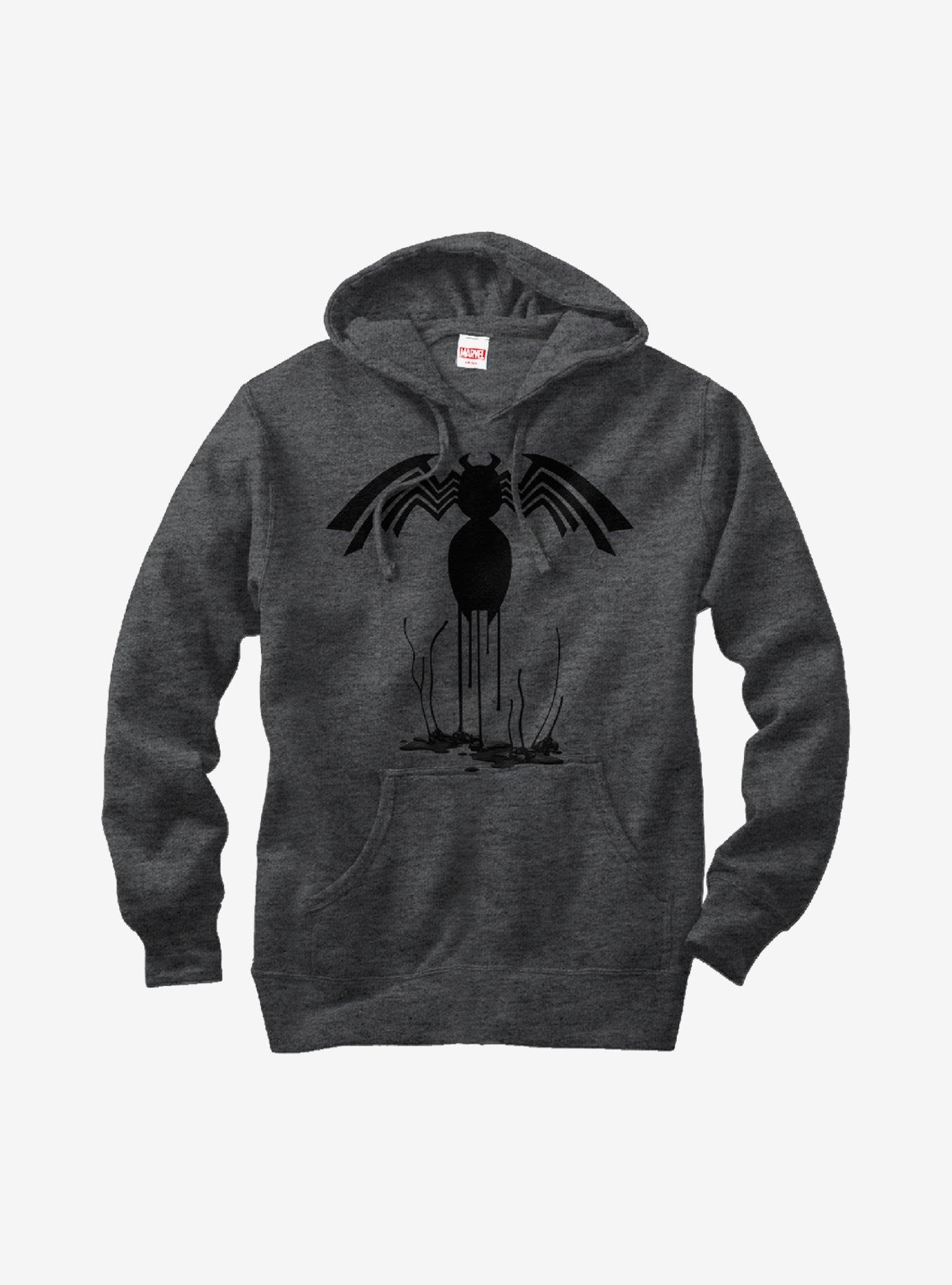 Marvel Venom Logo Drip Pattern Hoodie, CHAR HTR, hi-res