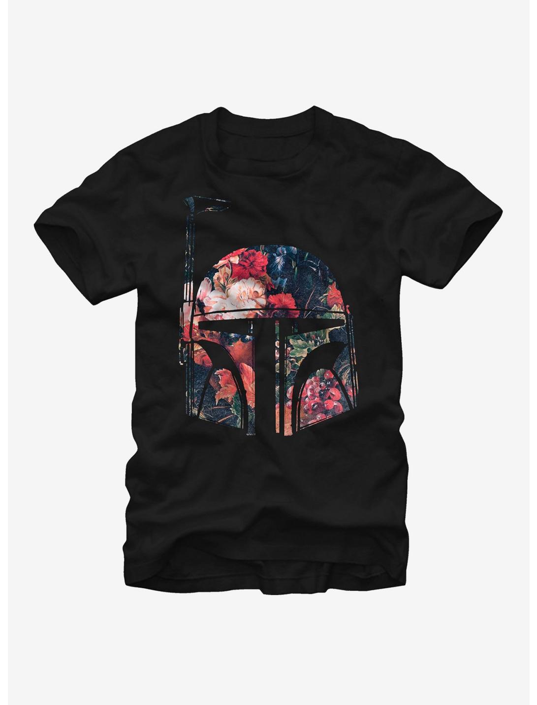 Star Wars Boba Fett Floral Print Helmet T-Shirt, BLACK, hi-res