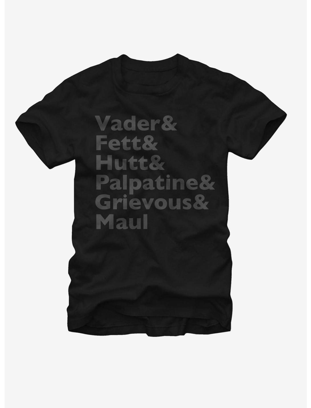 Star Wars Darth Vader and Boba Fett and Jabba the Hutt T-Shirt, BLACK, hi-res
