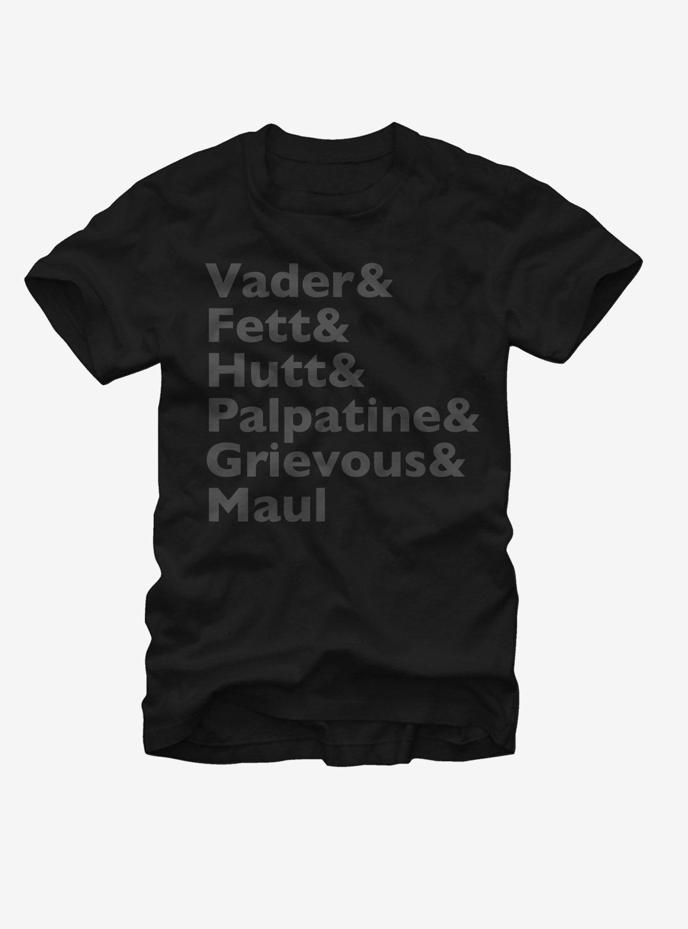 Star Wars Darth Vader and Boba Fett and Jabba the Hutt T-Shirt, BLACK, hi-res