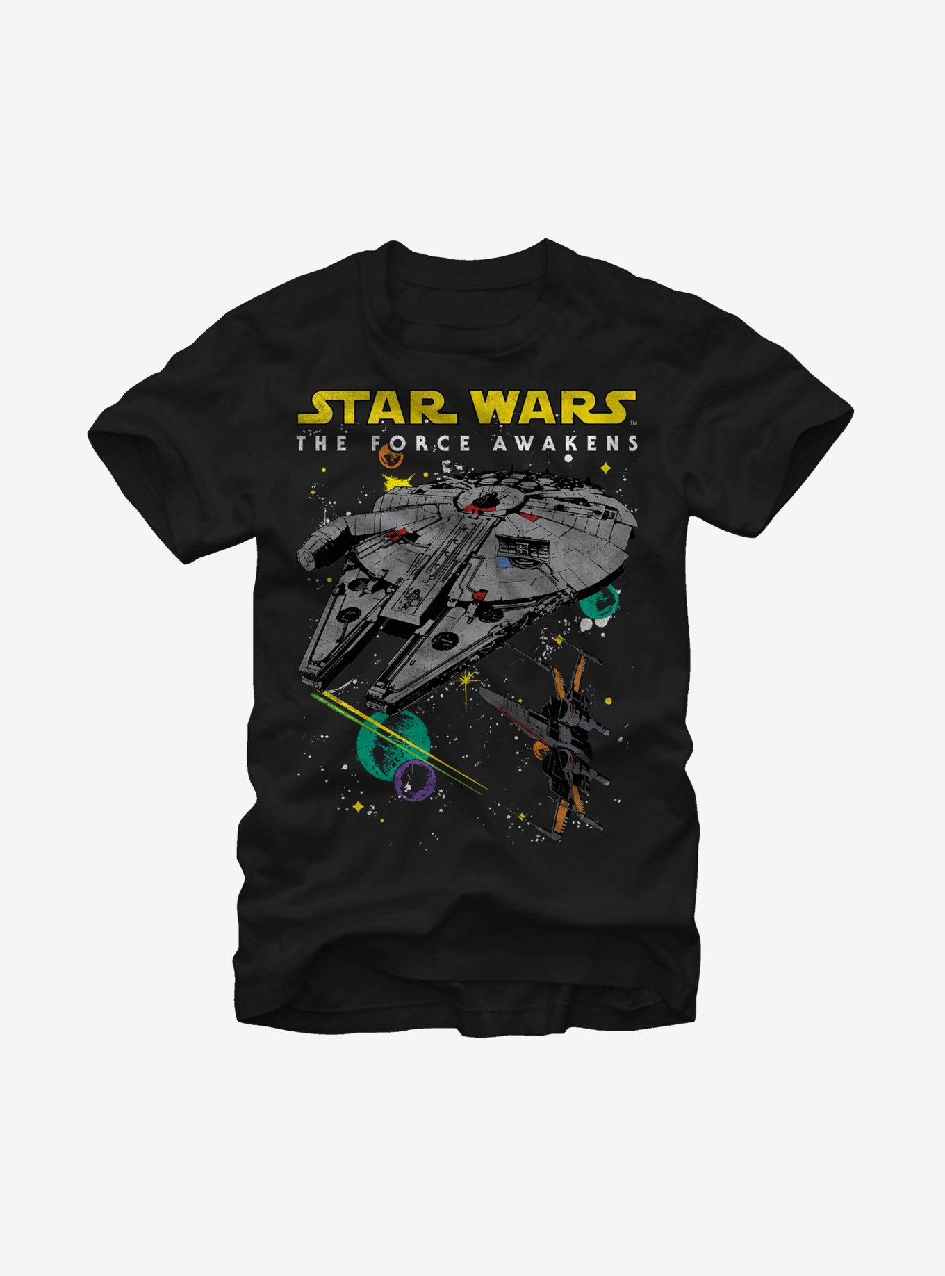 Star Wars Episode VII The Force Awakens Millennium Falcon and X-Wing T-Shirt