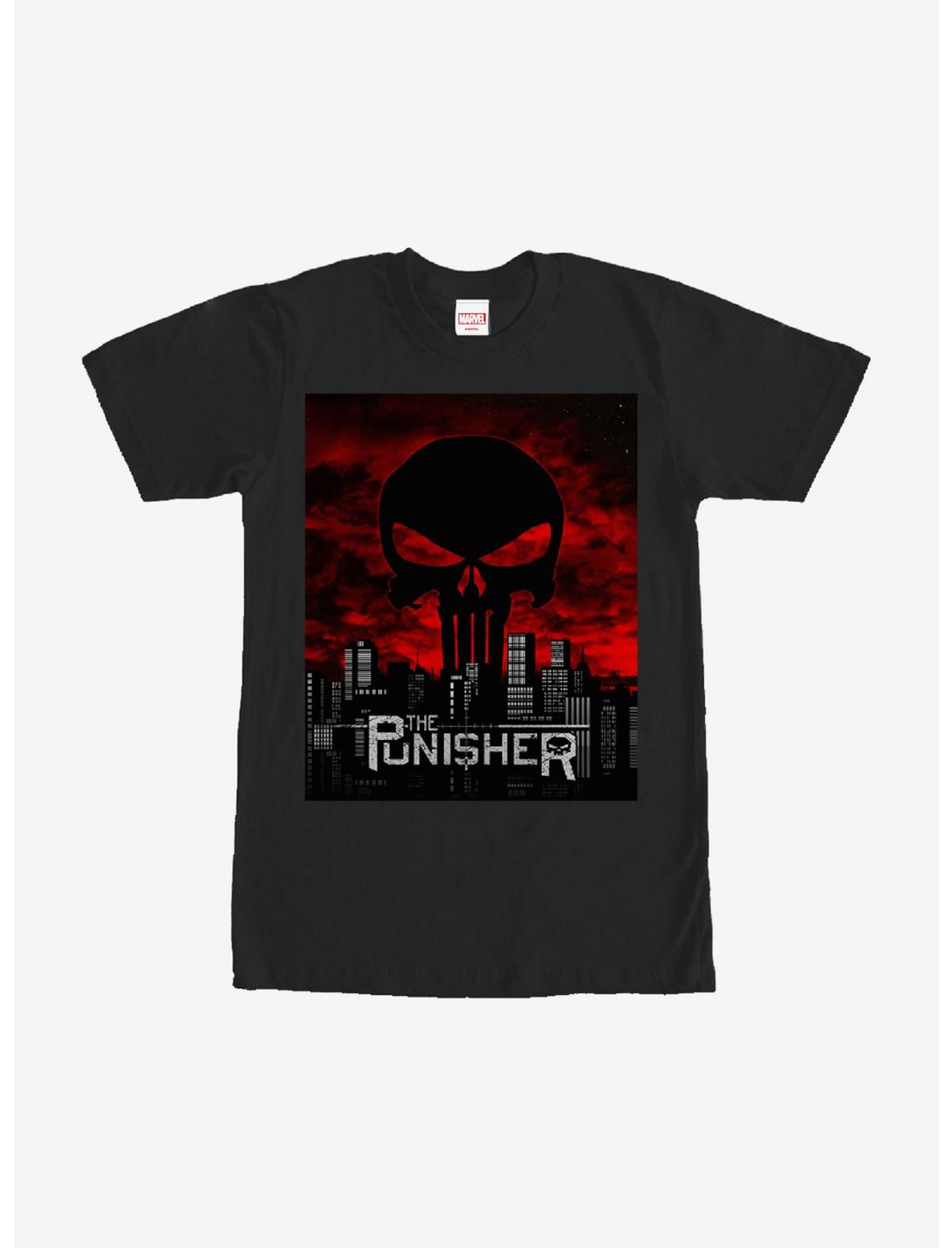 Marvel The Punisher Skyline T-Shirt, BLACK, hi-res