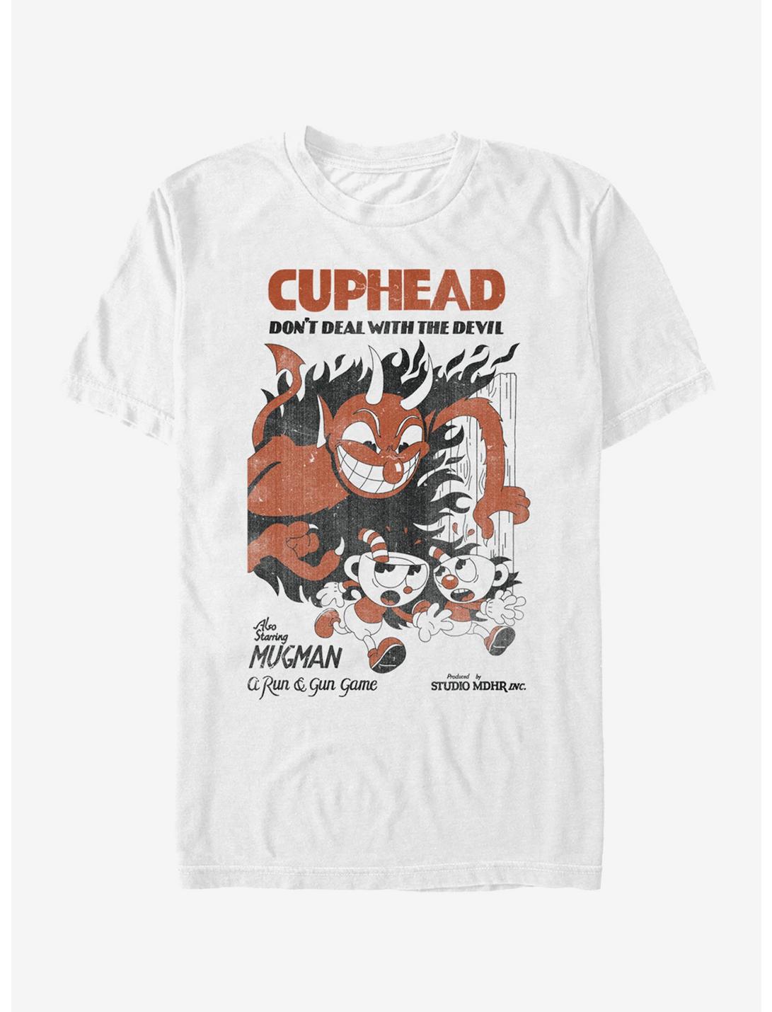 Cuphead Retro Deal With The Devil Poster T-Shirt, WHITE, hi-res
