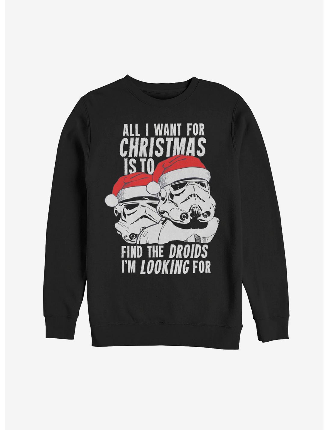 Star Wars Christmas Droids Looking Wish Sweatshirt, BLACK, hi-res
