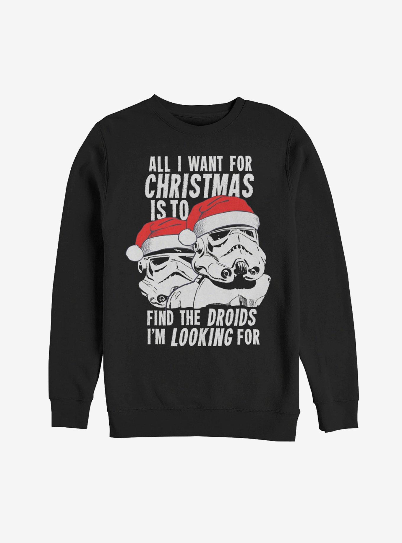 Star Wars Christmas Droids Looking Wish Sweatshirt, BLACK, hi-res
