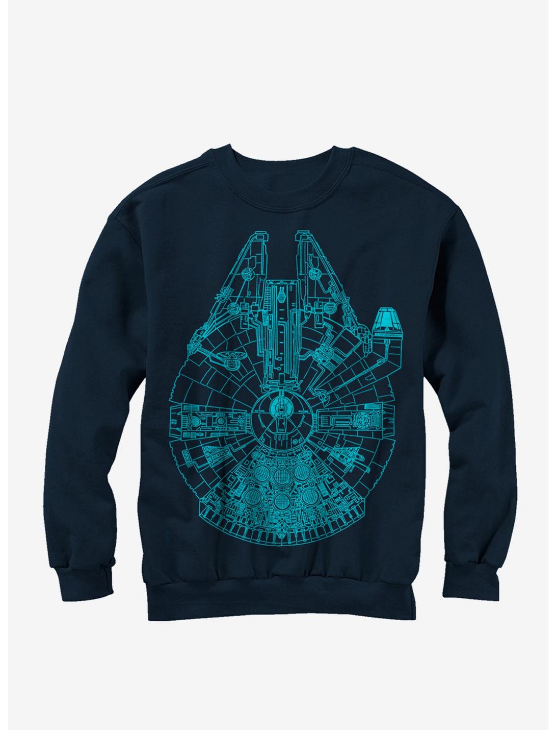 Star Wars Millennium Falcon Outline Sweatshirt, NAVY, hi-res