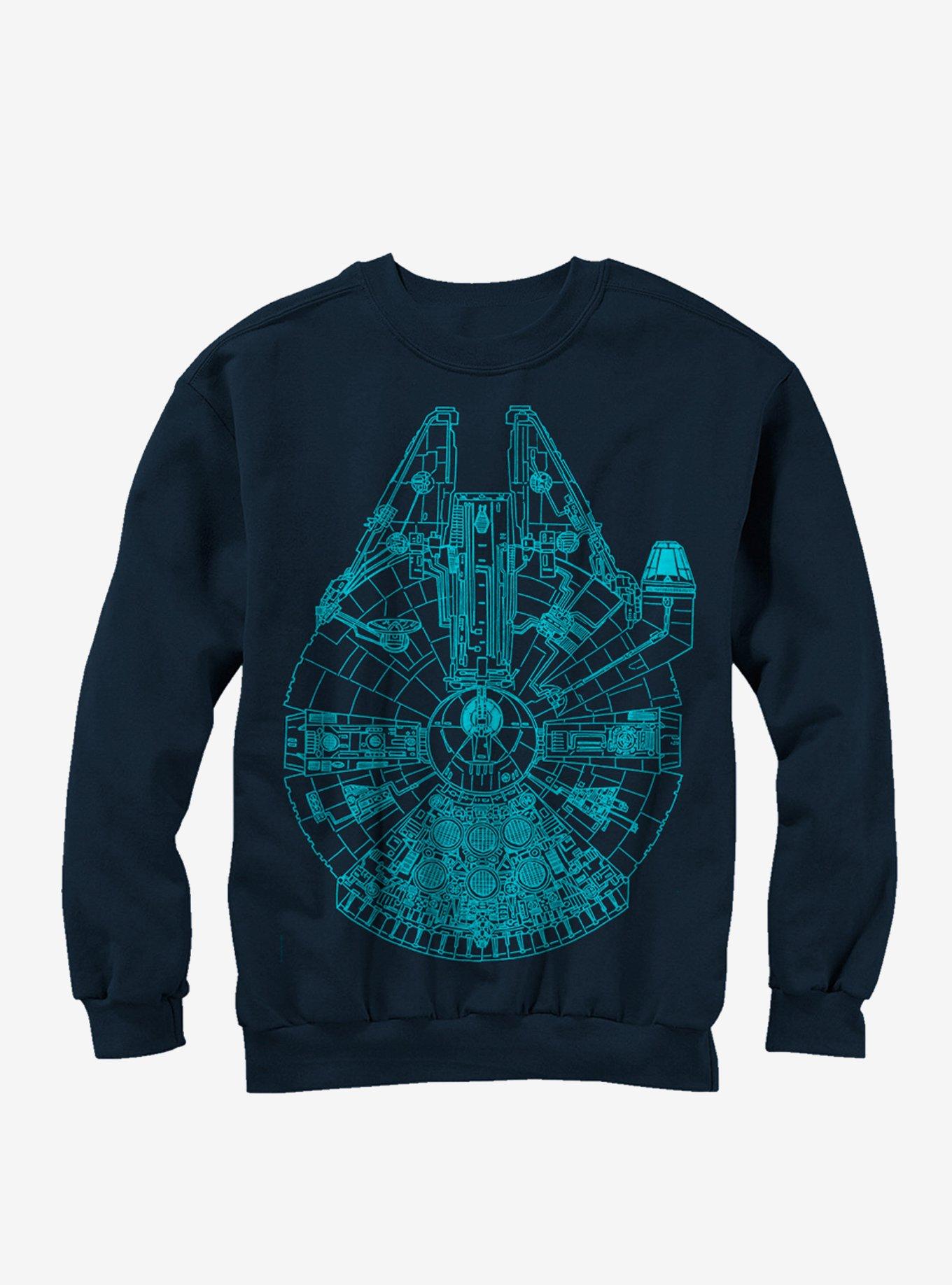 Star Wars Millennium Falcon Outline Sweatshirt, NAVY, hi-res