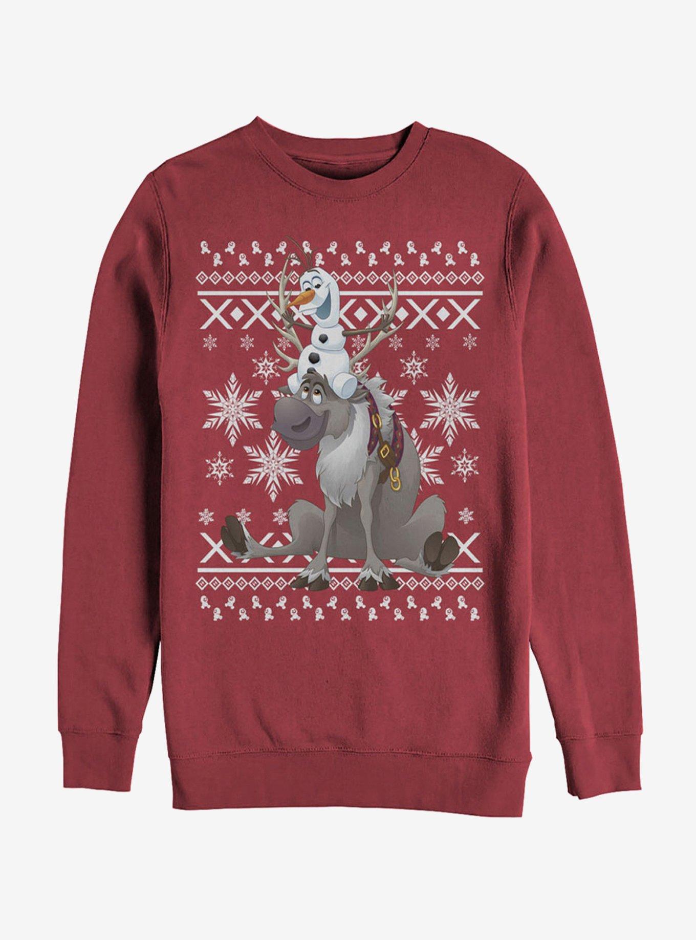 Frozen Ugly Christmas Sweater Friends Girls Sweatshirt, RED, hi-res