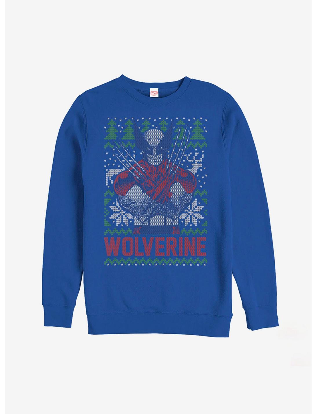 Marvel X-Men Wolverine Ugly Christmas Sweater Sweatshirt, ROYAL, hi-res