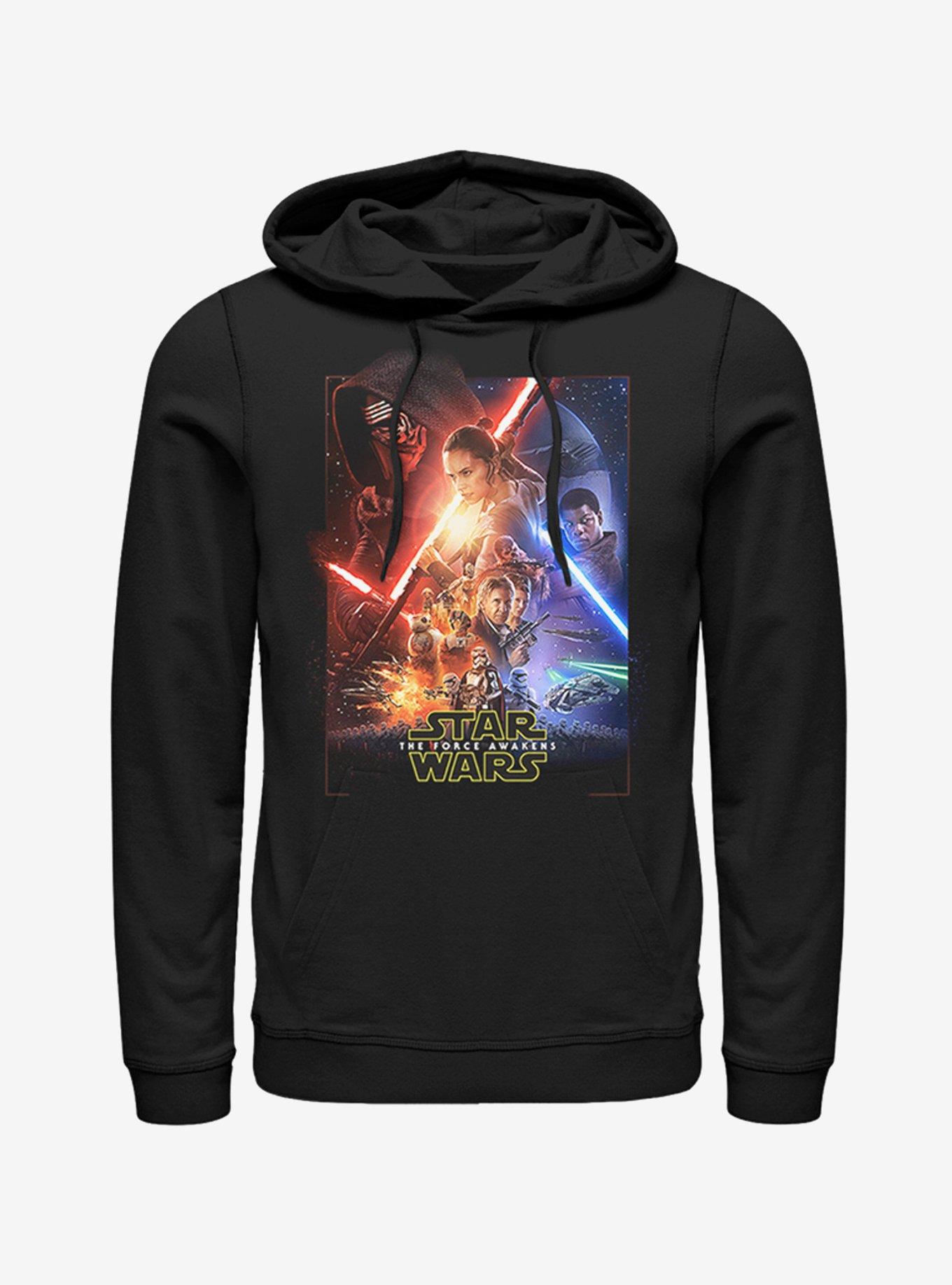Star Wars Episode VII The Force Awakens Movie Poster Hoodie, BLACK, hi-res