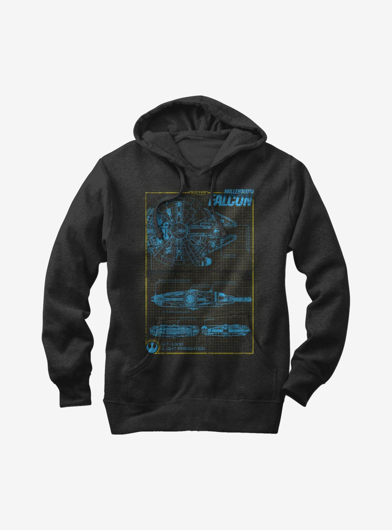 Star Wars Millennium Falcon Blueprint Hoodie, BLACK, hi-res