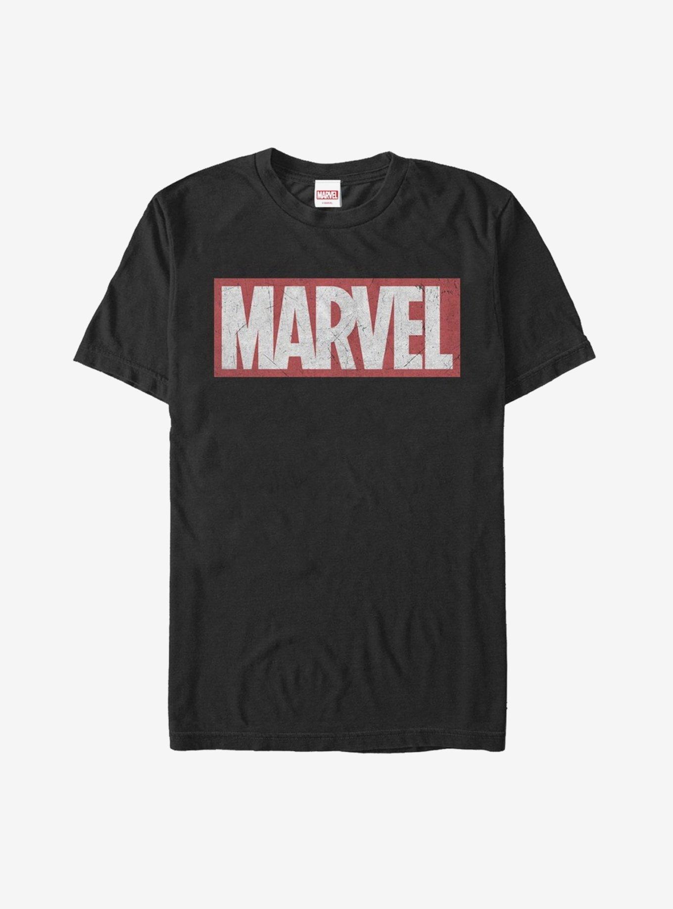 Marvel Classic Distressed Logo T-Shirt, BLACK, hi-res