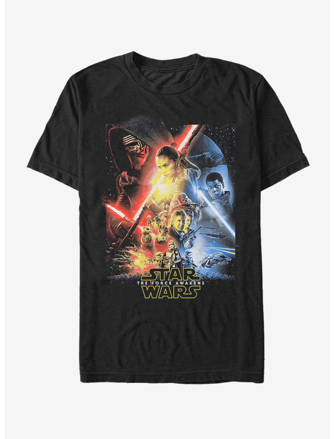 Star Wars Episode VII The Force Awakens Cool Poster T-Shirt, BLACK, hi-res