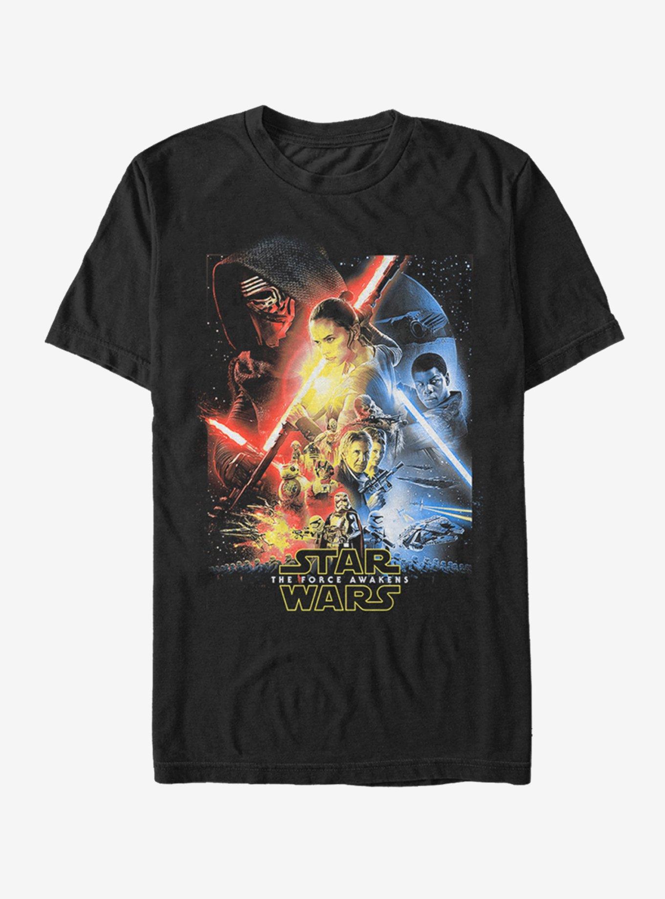 Star Wars Episode VII The Force Awakens Cool Poster T-Shirt, BLACK, hi-res
