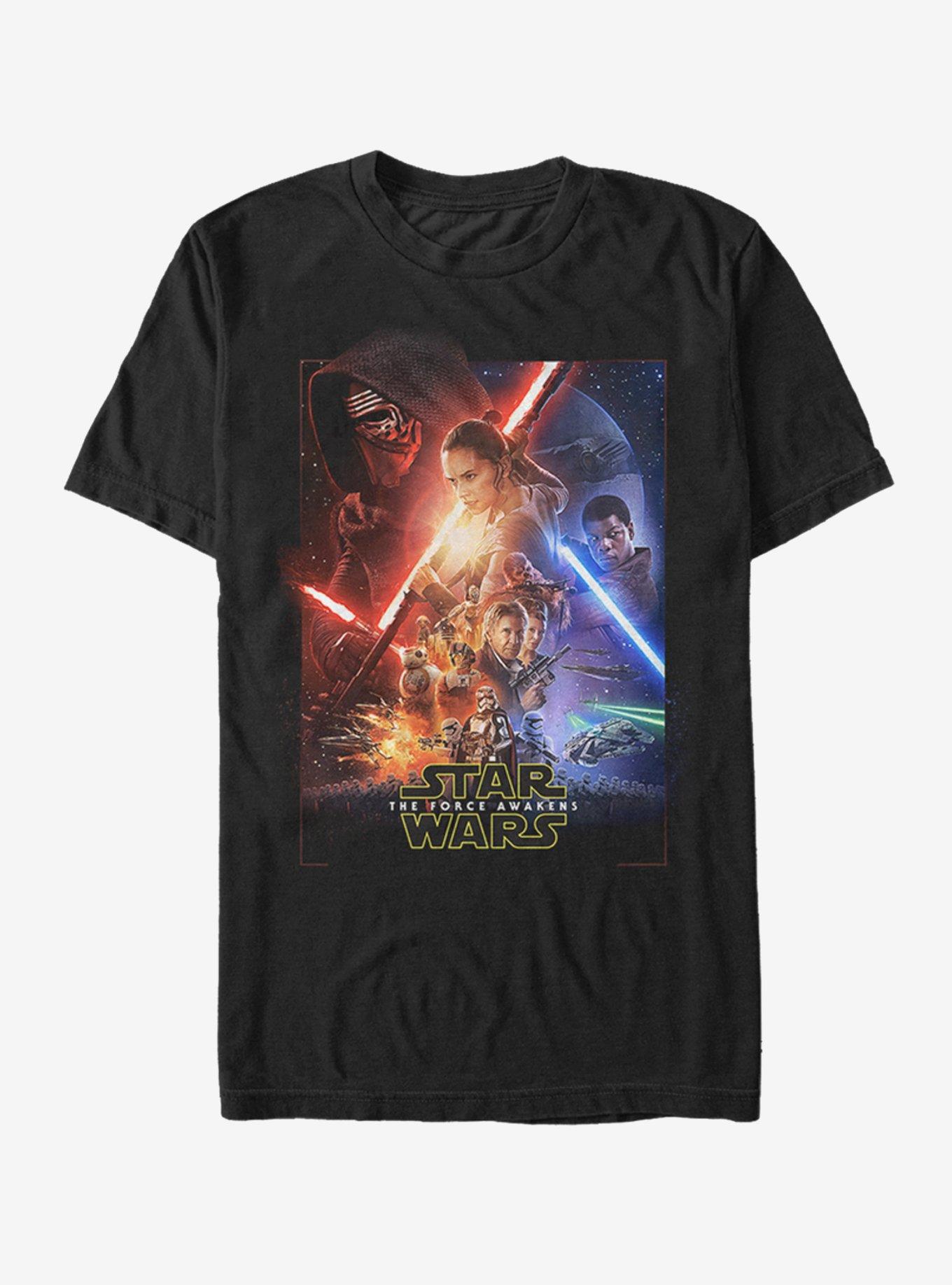 Star Wars Episode VII Movie Poster T-Shirt, BLACK, hi-res