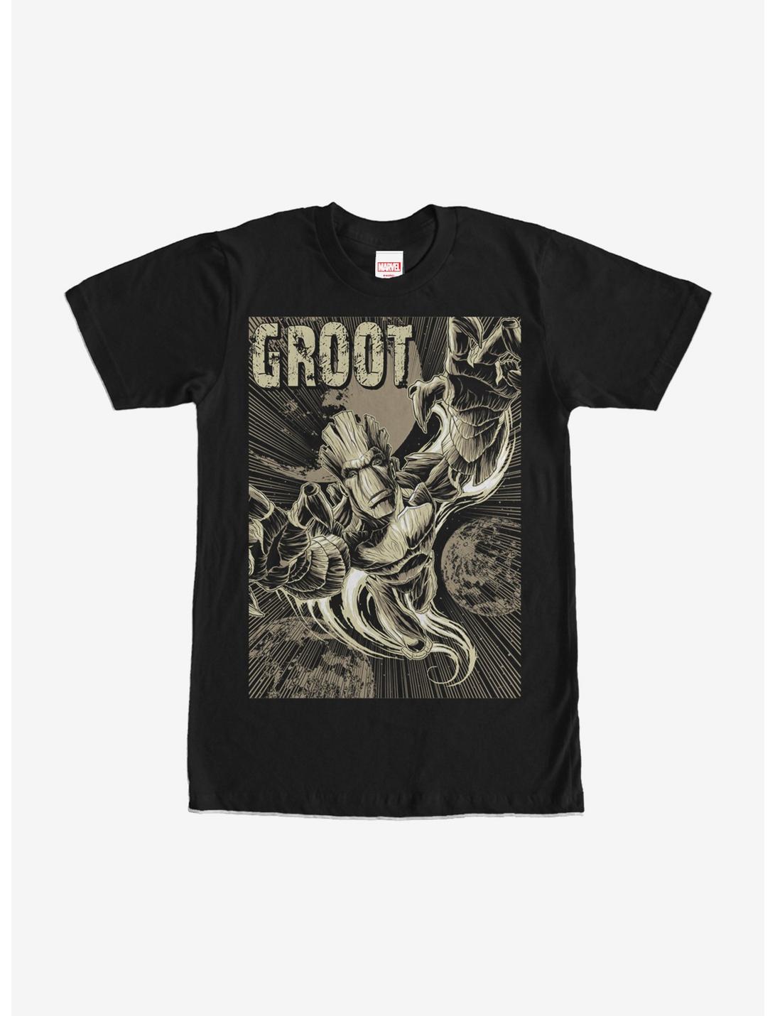 Marvel Guardians of the Galaxy Groot Plummet T-Shirt, BLACK, hi-res