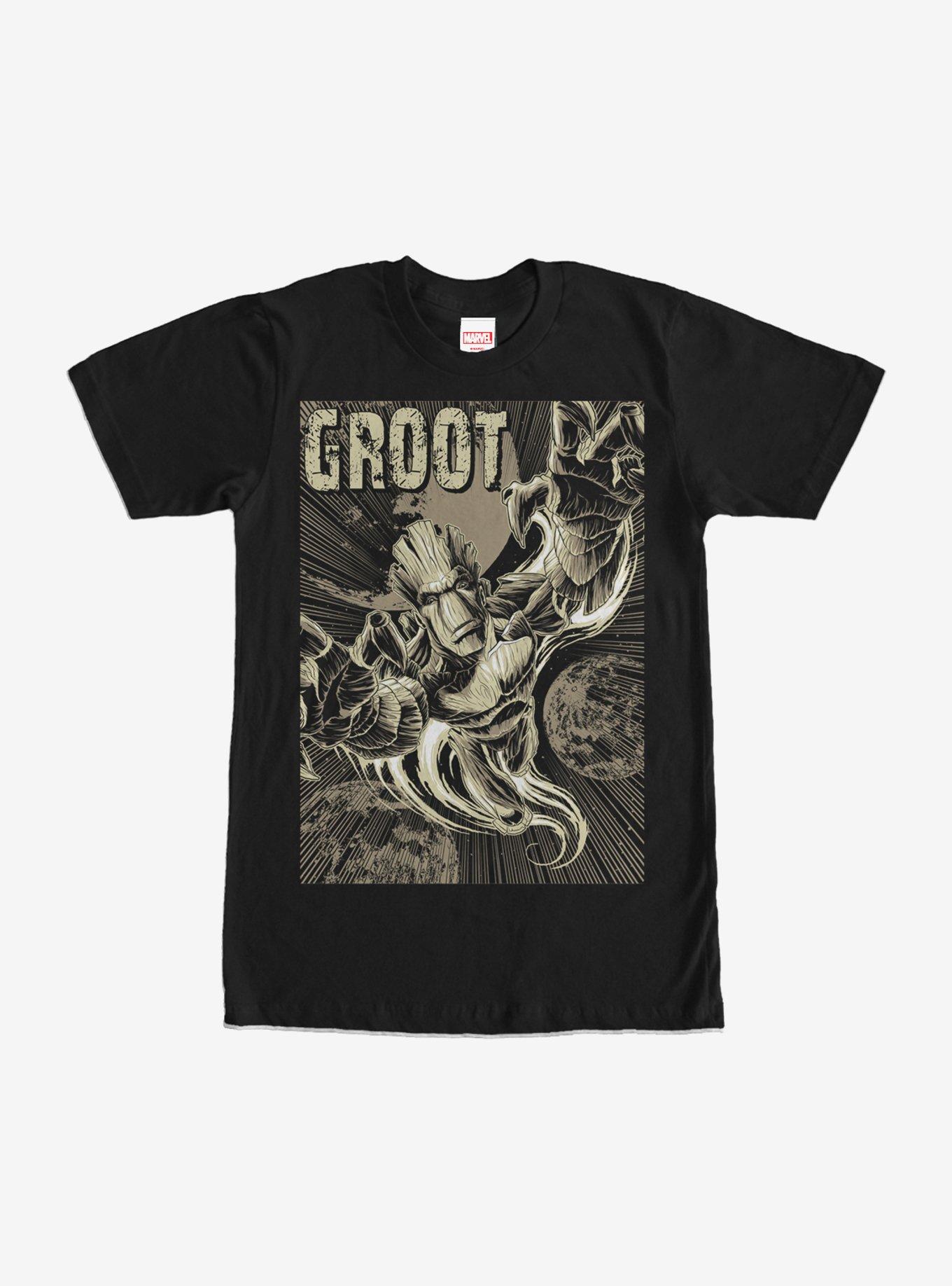 Marvel Guardians of the Galaxy Groot Plummet T-Shirt, BLACK, hi-res