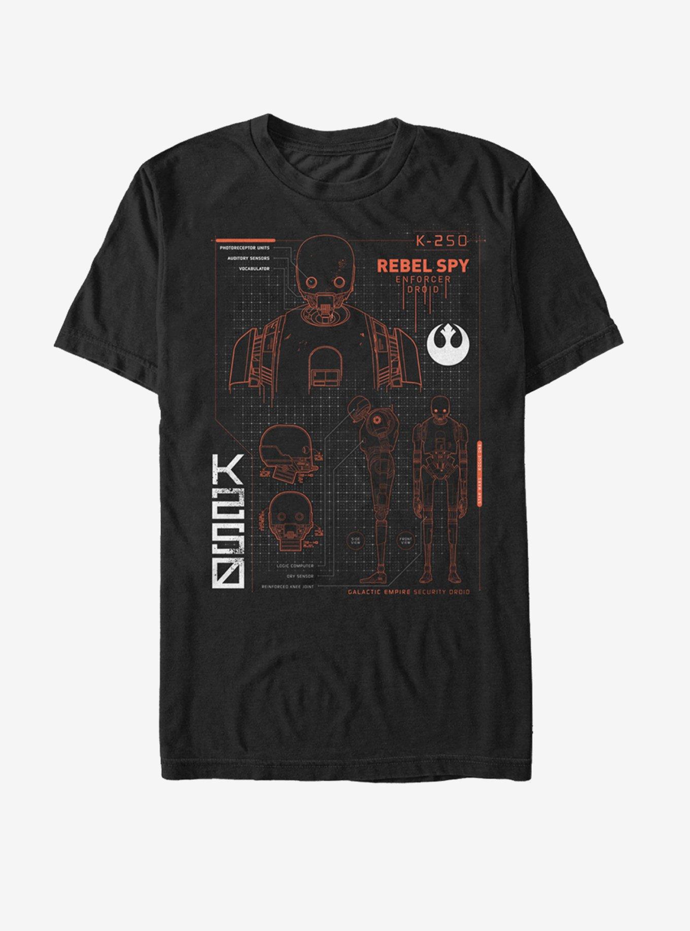 Star Wars K-2SO Rebel Spy Schematic Print T-Shirt, BLACK, hi-res