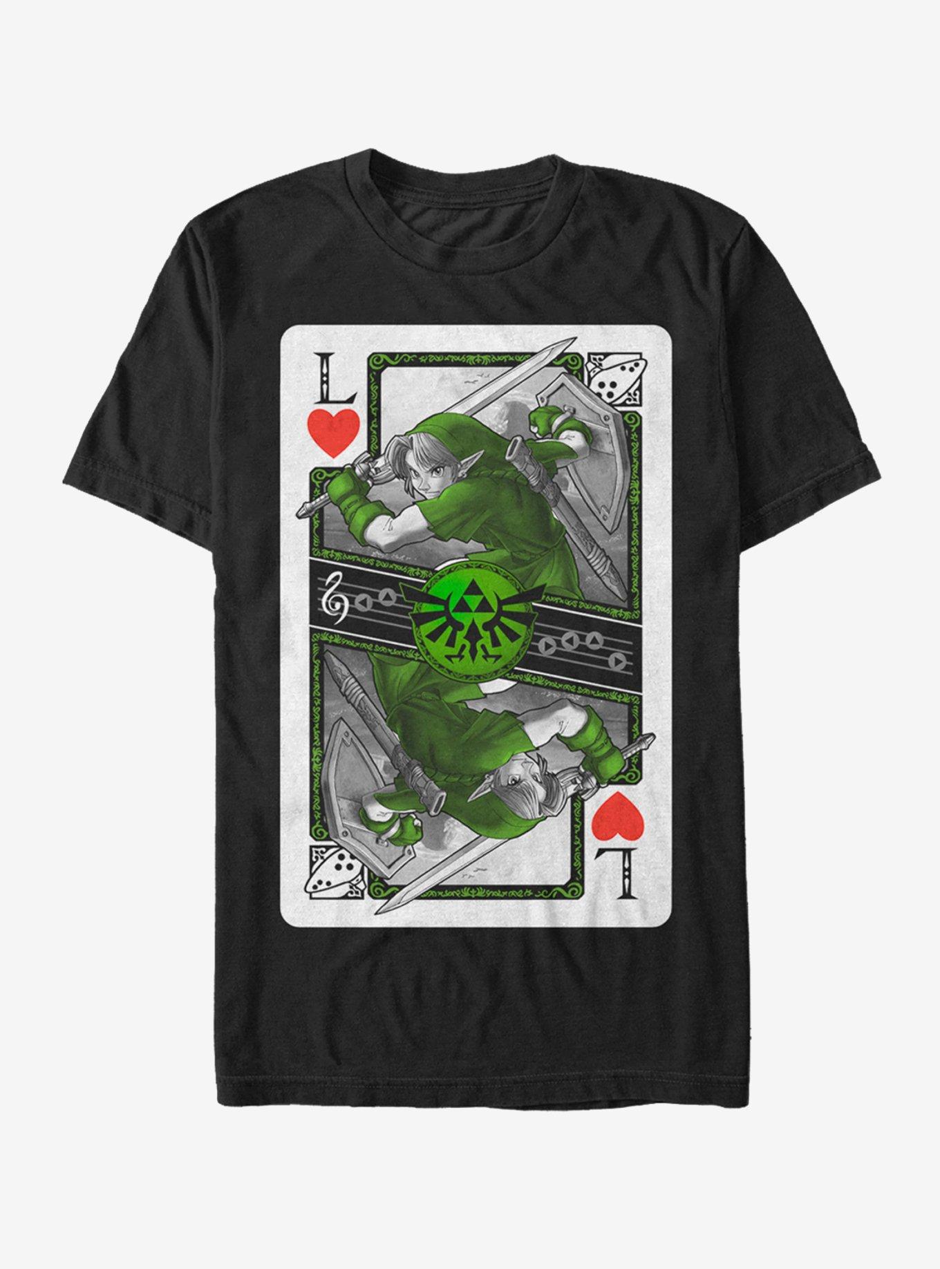 Nintendo Legend of Zelda Link Playing Card T-Shirt, BLACK, hi-res