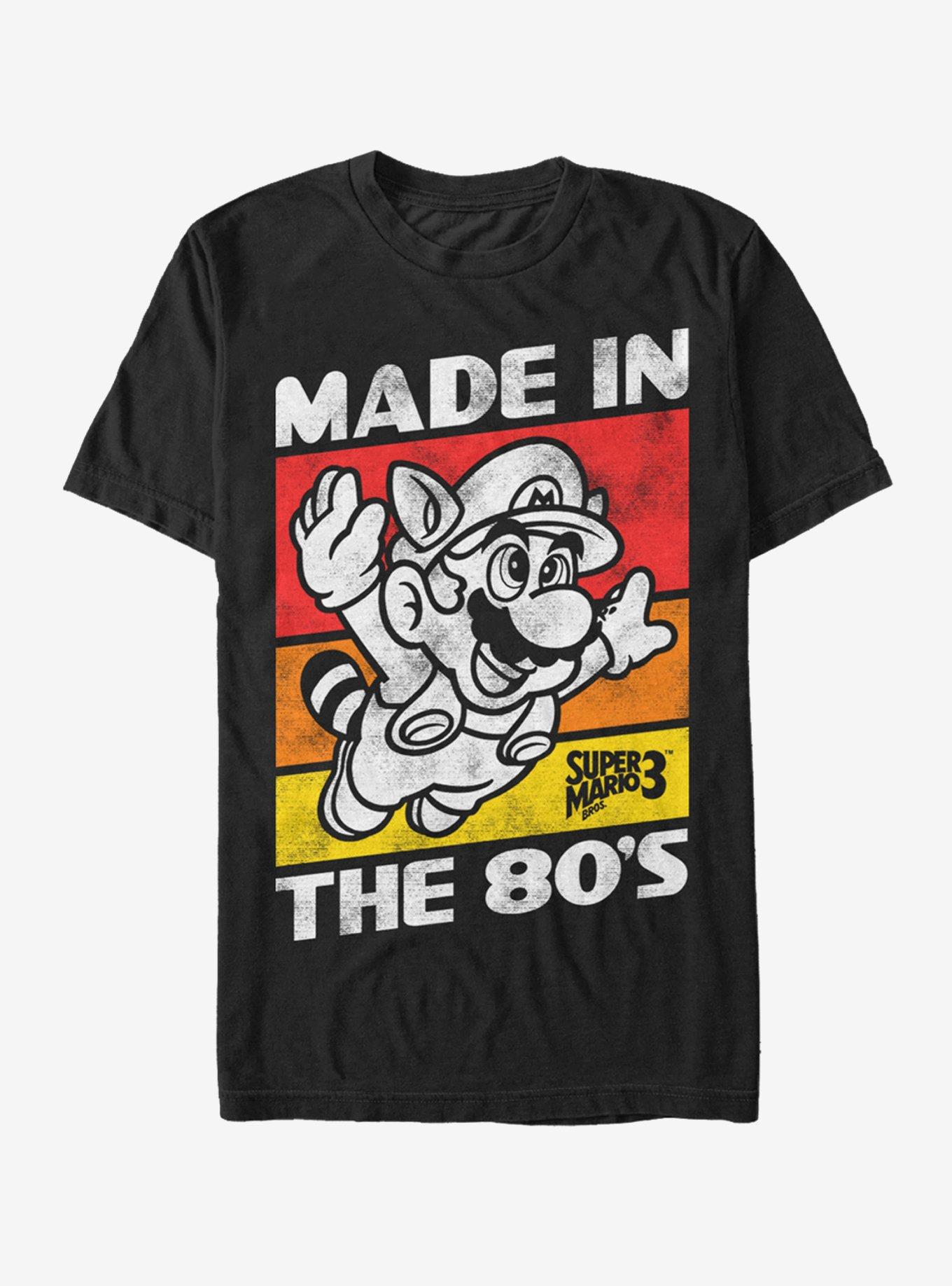 Nintendo Raccoon Mario Made in the 80's T-Shirt, BLACK, hi-res