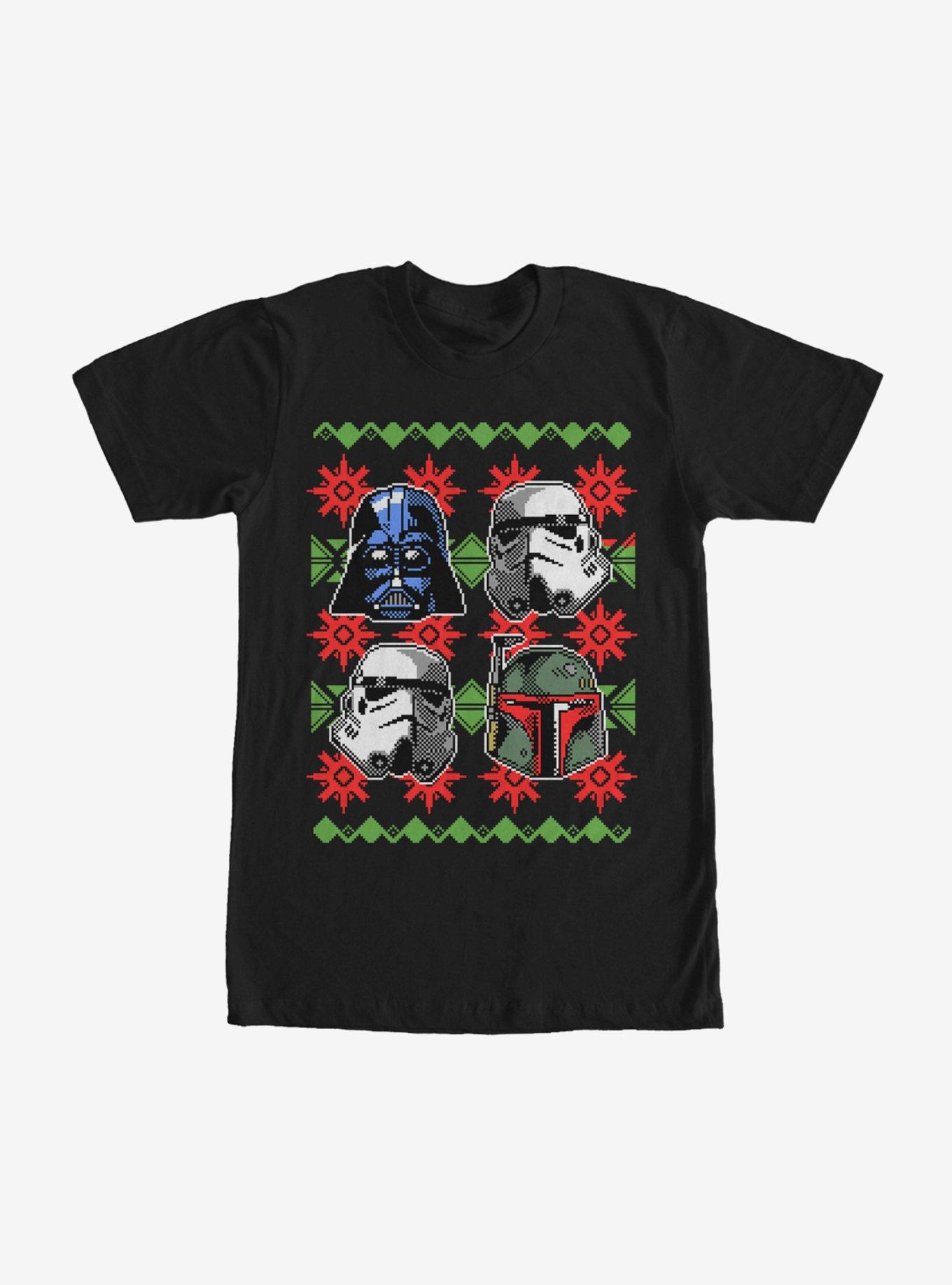 Star Wars Ugly Christmas Sweater Empire Helmets T-Shirt, BLACK, hi-res