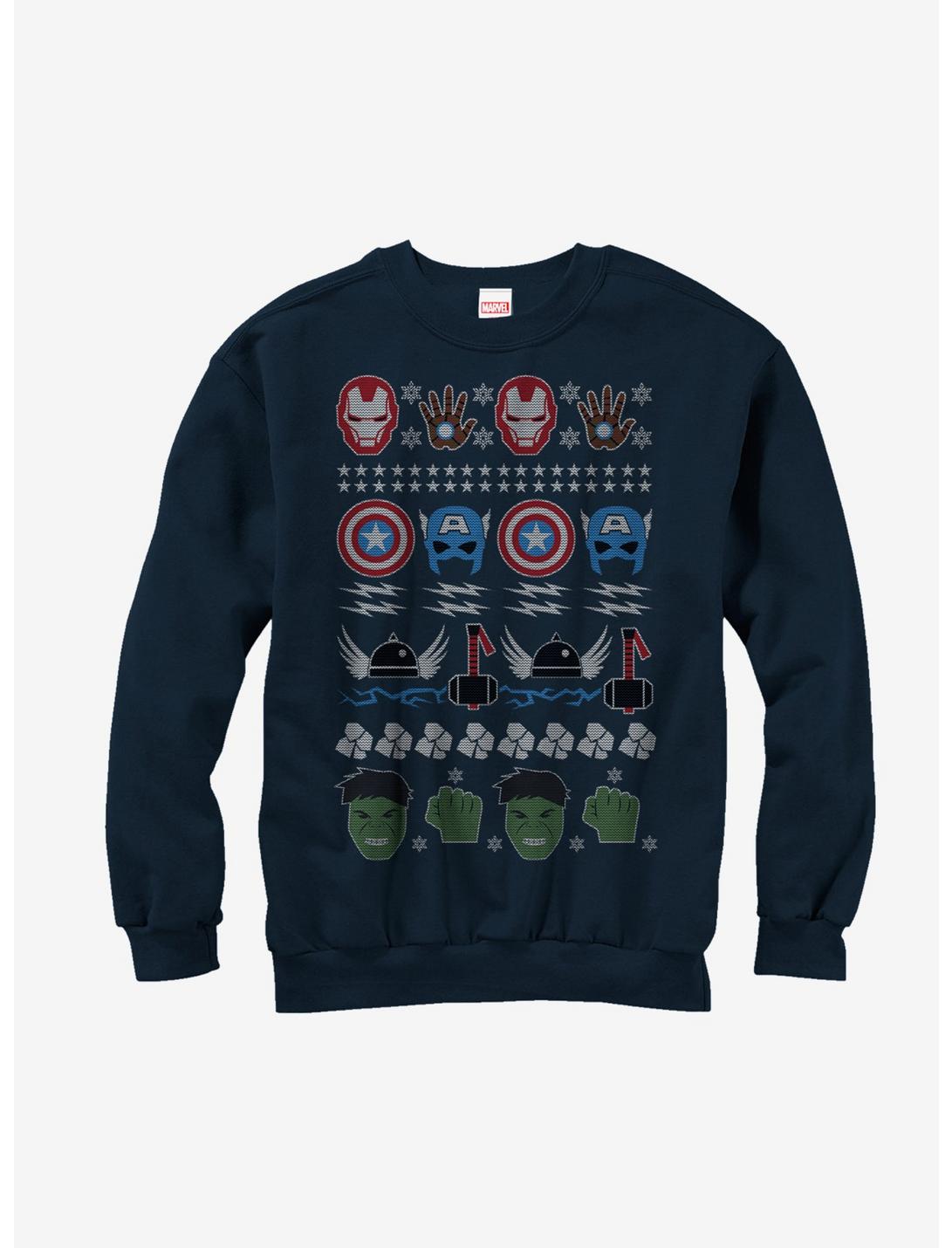 Marvel Avengers Winter Ugly Christmas Sweater Sweatshirt, NAVY, hi-res