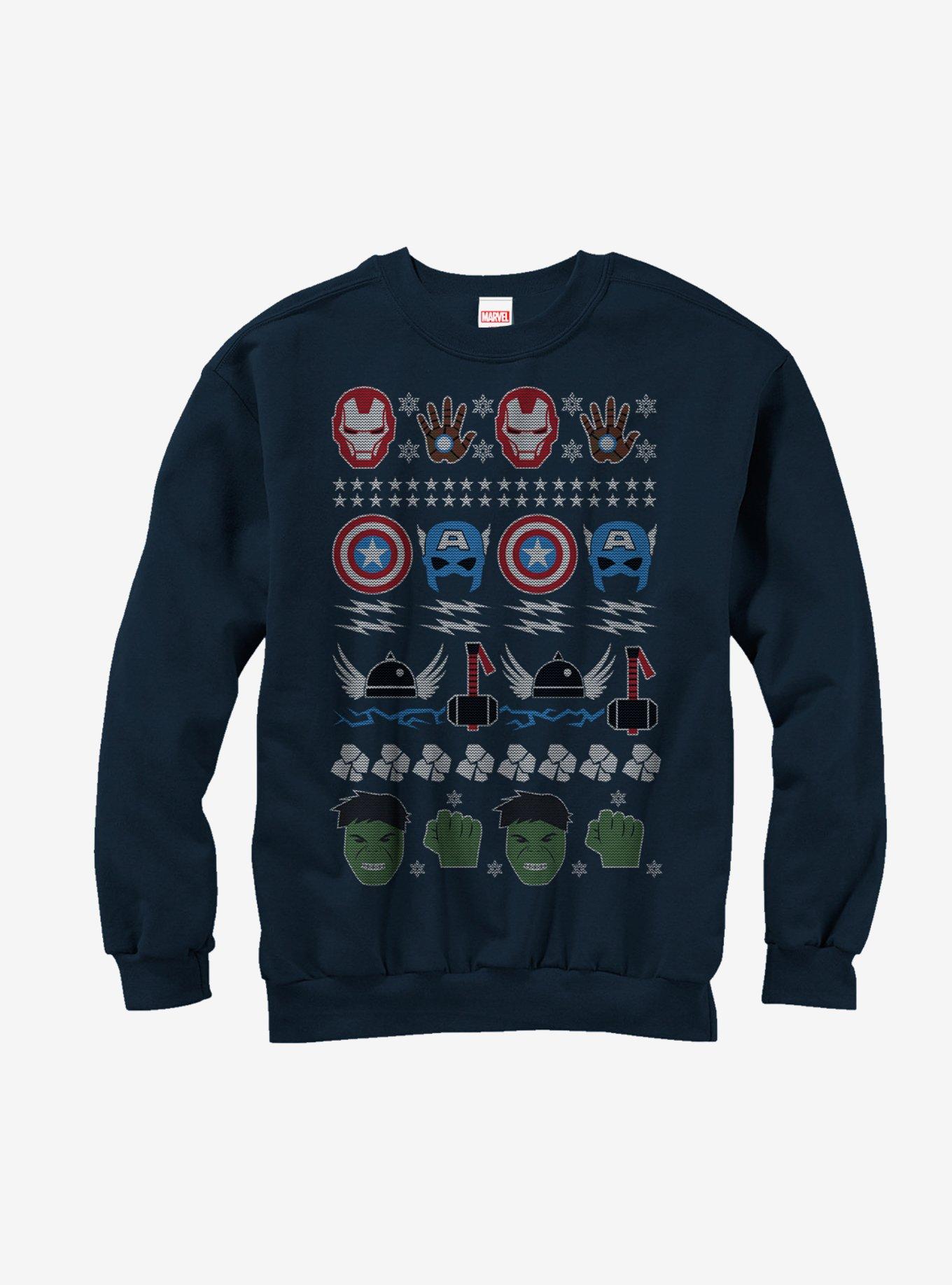 Marvel Avengers Winter Ugly Christmas Sweater Sweatshirt, NAVY, hi-res