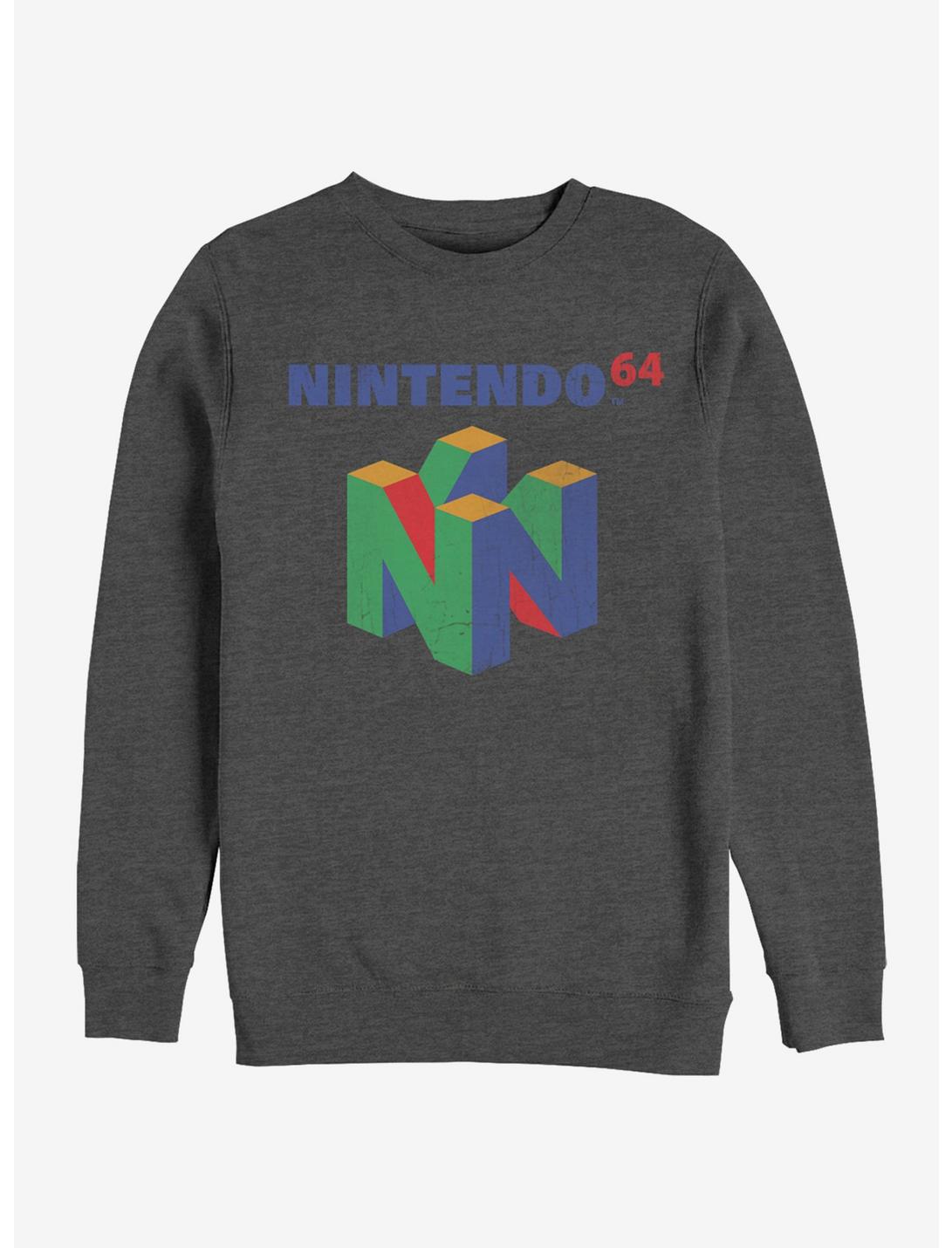 Nintendo Classic N64 Logo Sweatshirt, CHAR HTR, hi-res