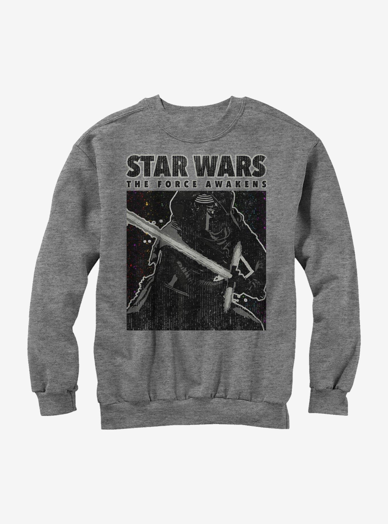 Star Wars Kylo Ren Distressed Sweatshirt, ATH HTR, hi-res