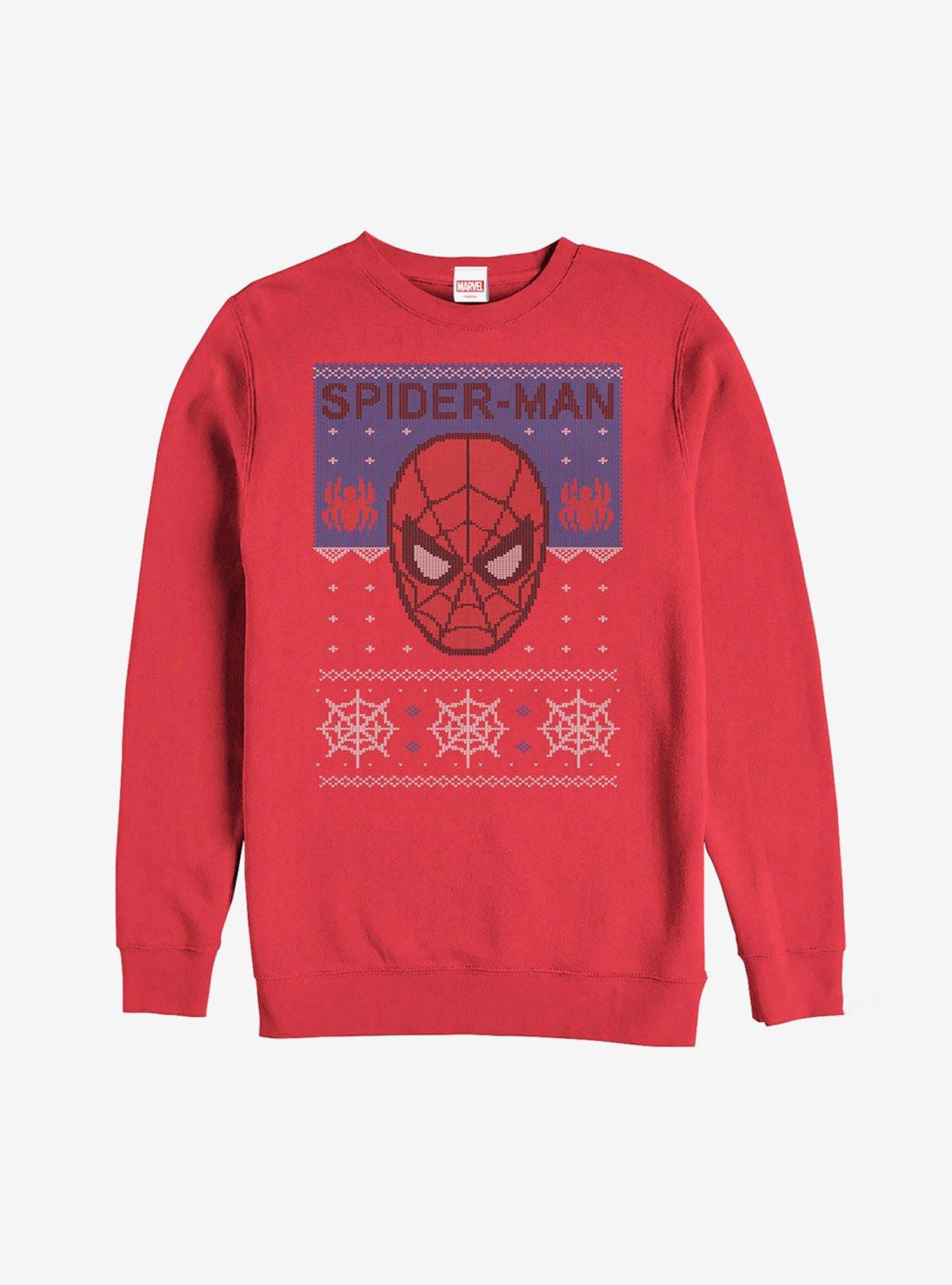 Marvel Ugly Christmas Sweater Spider-Man Web Sweatshirt - RED | Hot Topic