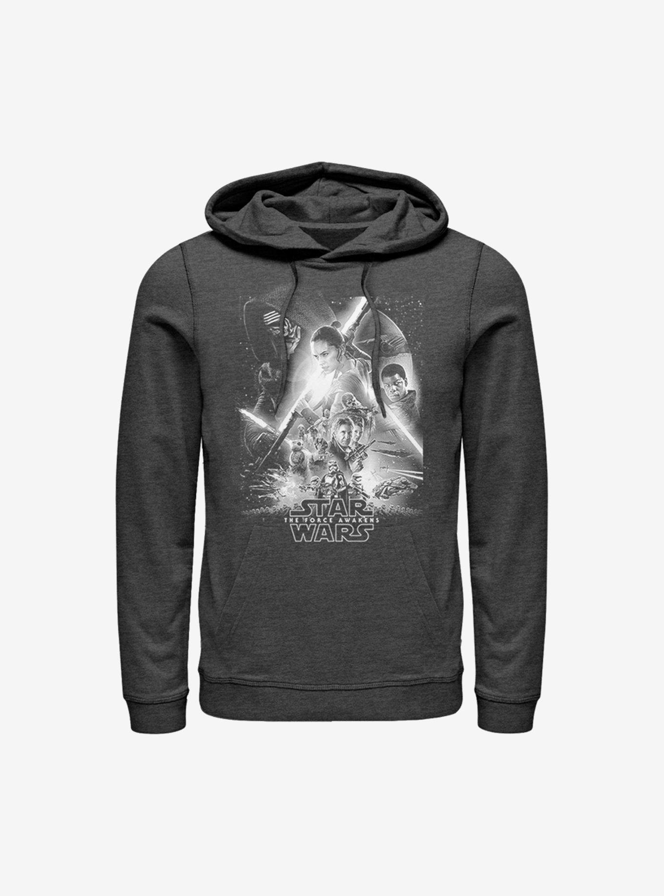 Star Wars Episode VII The Force Awakens Poster Hoodie, CHAR HTR, hi-res