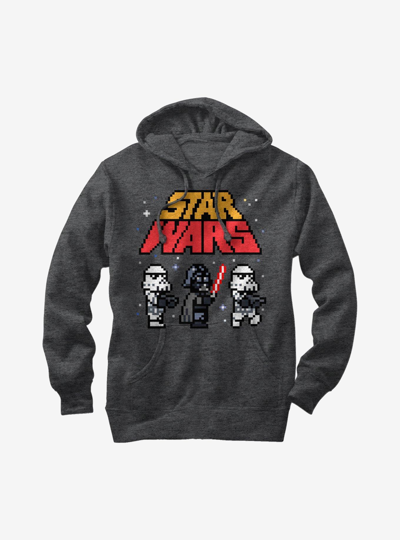 Star Wars Pixel Darth Vader and Stormtroopers Hoodie, CHAR HTR, hi-res