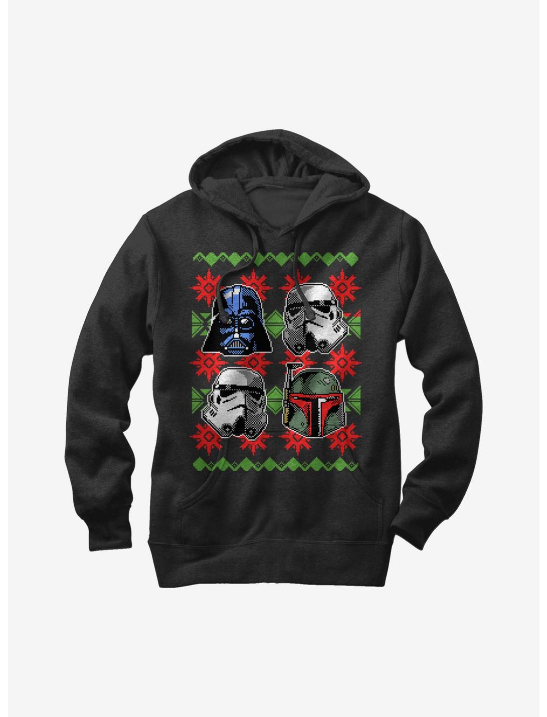 Plus Size Star Wars Ugly Christmas Sweater Empire Helmets Hoodie, BLACK, hi-res