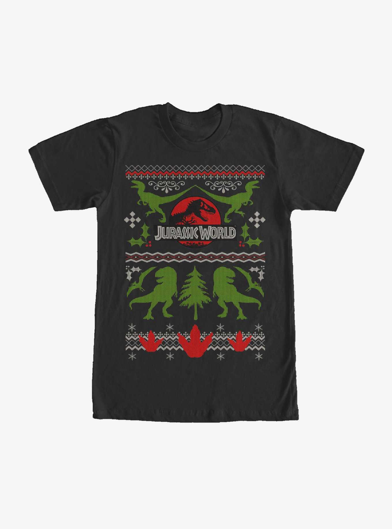 Jurassic Park Ugly Christmas Sweater Print T-Shirt, , hi-res