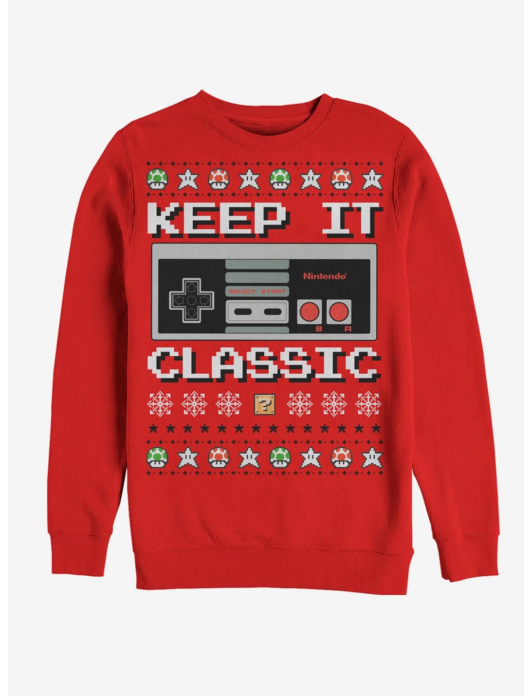 Nintendo Ugly Christmas Sweater NES Classic Controller Sweatshirt, RED, hi-res