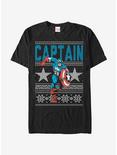 Marvel Captain America Star Ugly Christmas Sweater T-Shirt, BLACK, hi-res