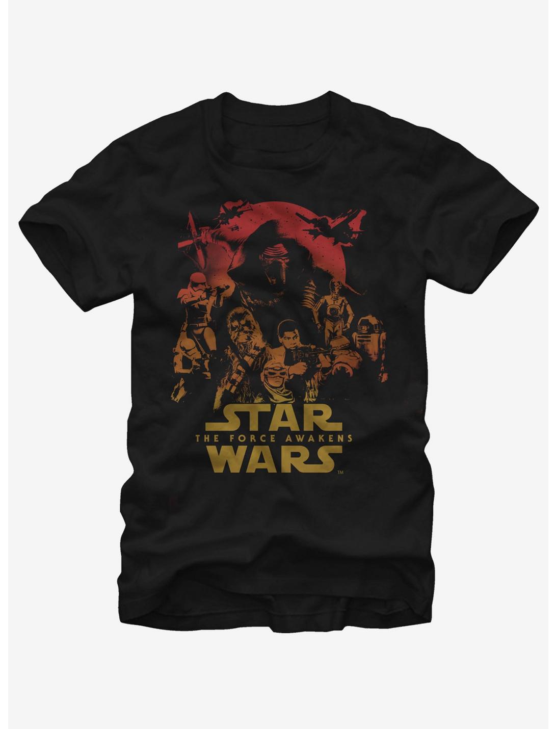 Star Wars Episode VII The Force Awakens Group Shot T-Shirt, BLACK, hi-res