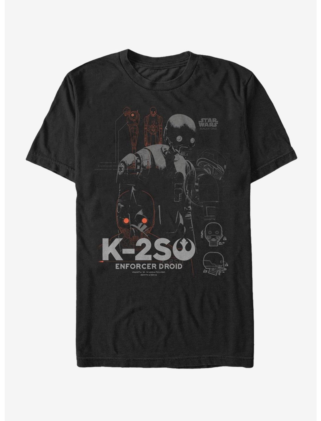 Star Wars K-2SO Schematic Detail Print T-Shirt, BLACK, hi-res