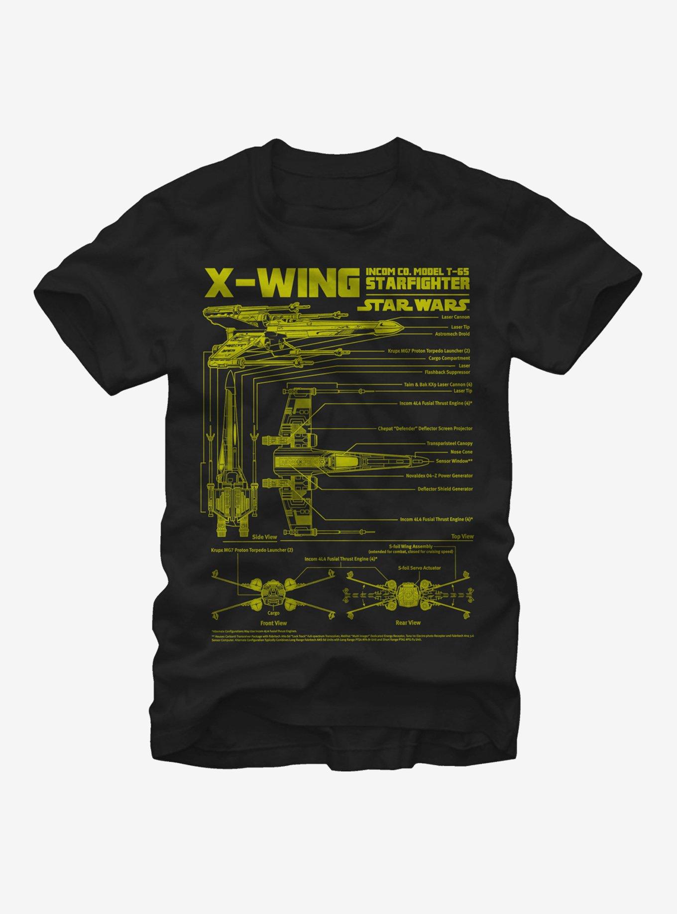 Star Wars X-Wing Schematics T-Shirt, BLACK, hi-res