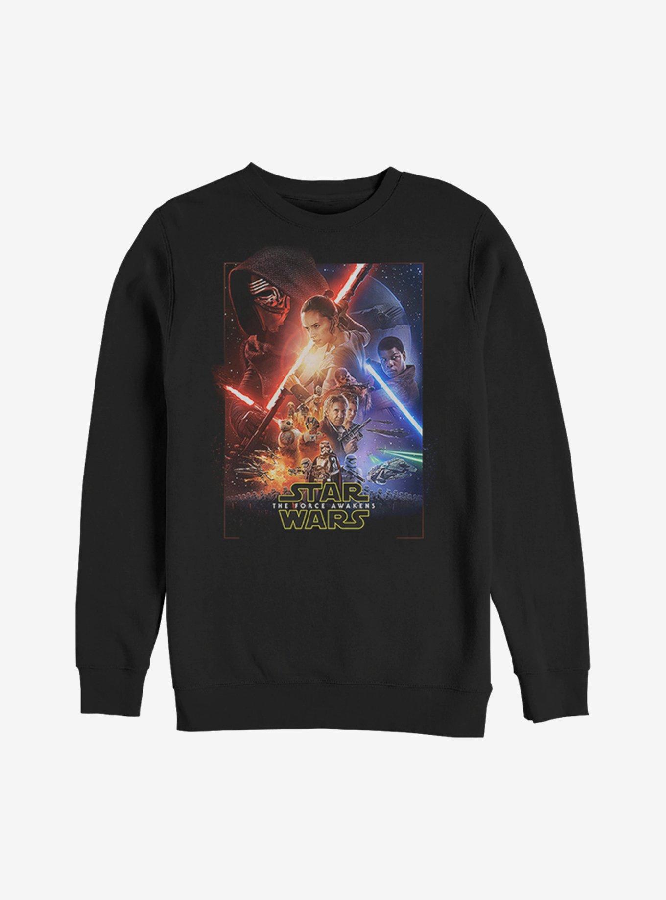 Star Wars Episode VII The Force Awakens Movie Poster Sweatshirt, BLACK, hi-res