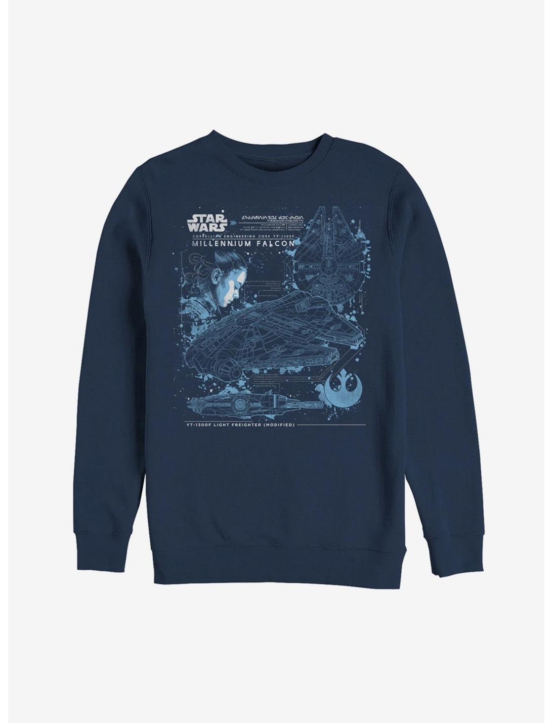 Star Wars Millennium Falcon Plans Sweatshirt, NAVY, hi-res