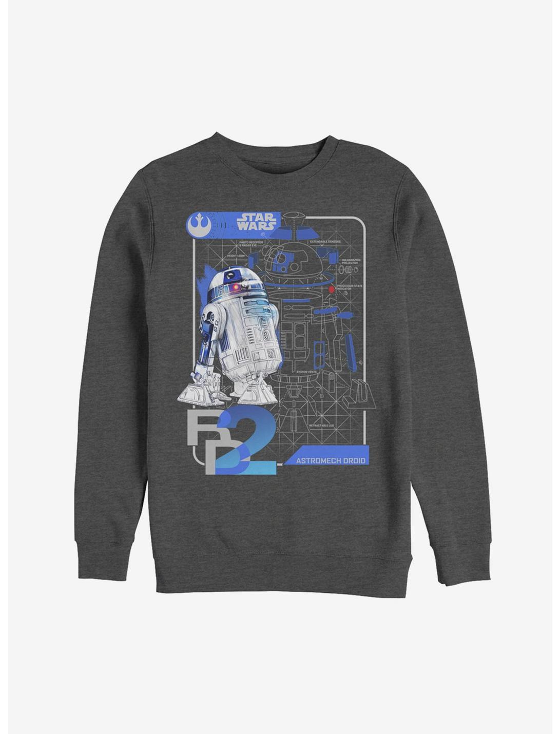 Star Wars R2-D2 Schematics Sweatshirt, CHAR HTR, hi-res