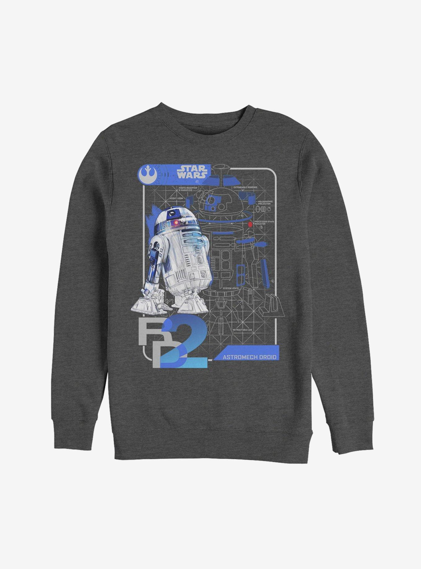 Star Wars R2-D2 Schematics Sweatshirt, CHAR HTR, hi-res