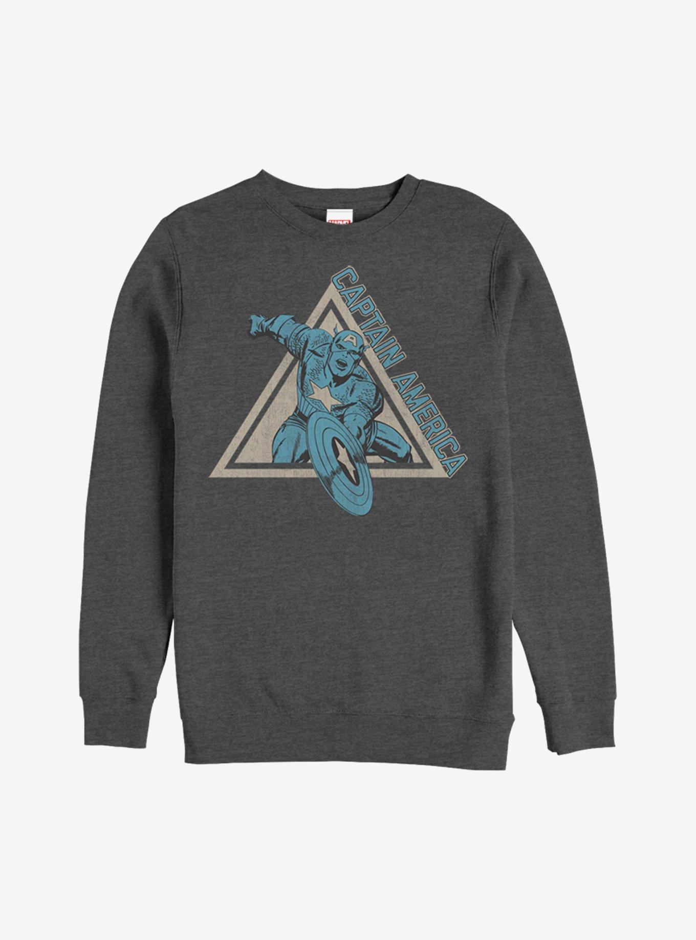 Marvel Triangle Captain America Sweatshirt, CHAR HTR, hi-res