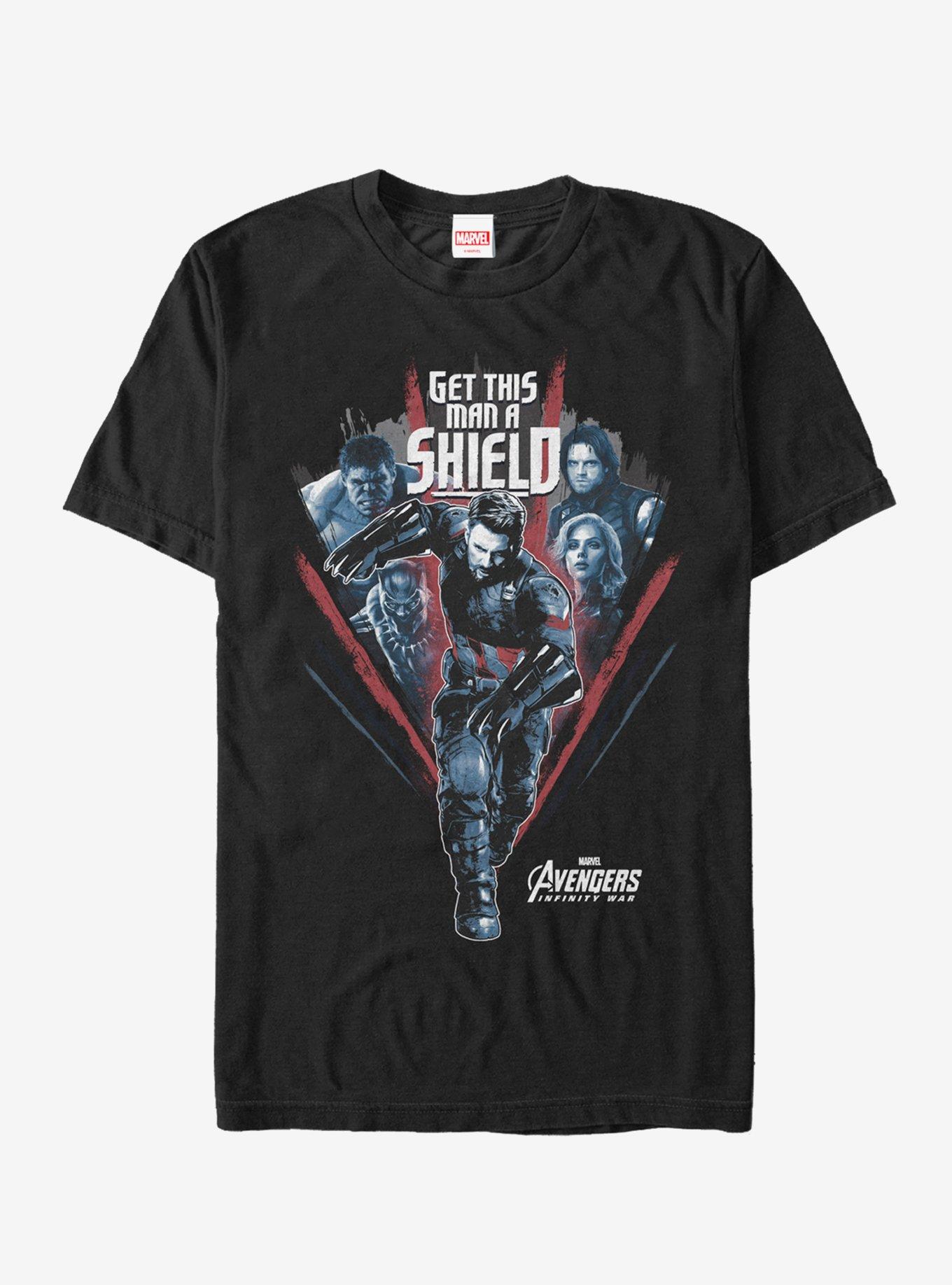 Marvel Avengers: Infinity War Get Captain Shield Run T-Shirt - BLACK ...