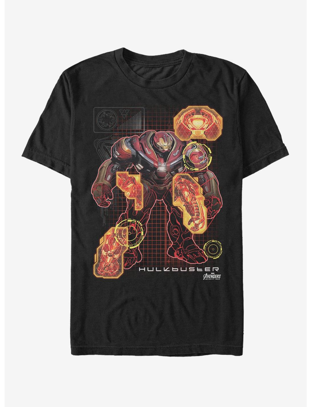 Marvel Avengers: Infinity War Hulkbuster Schematic T-Shirt, BLACK, hi-res