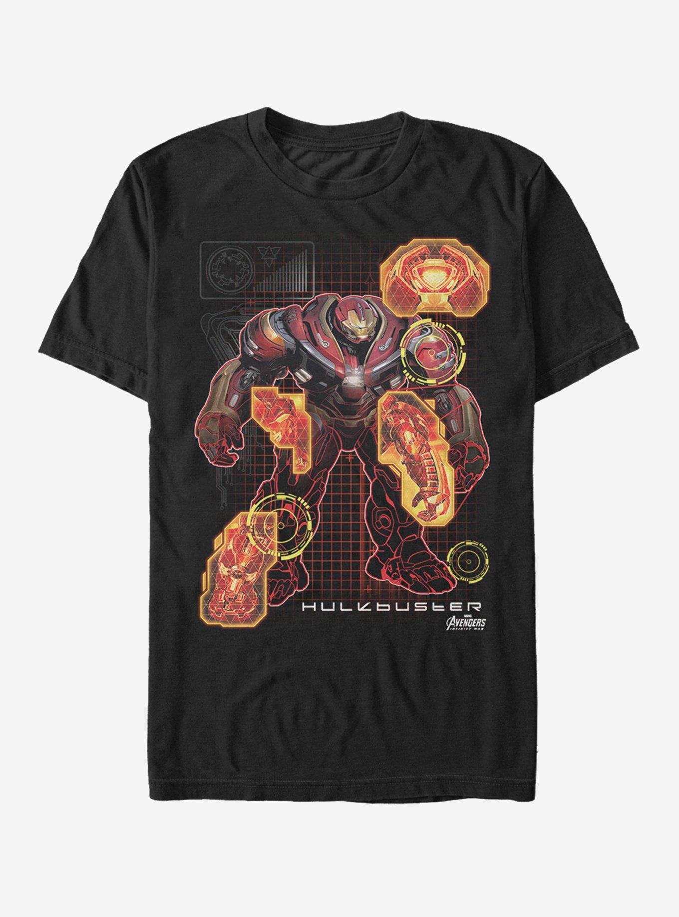 Marvel Avengers: Infinity War Hulkbuster Schematic T-Shirt, BLACK, hi-res