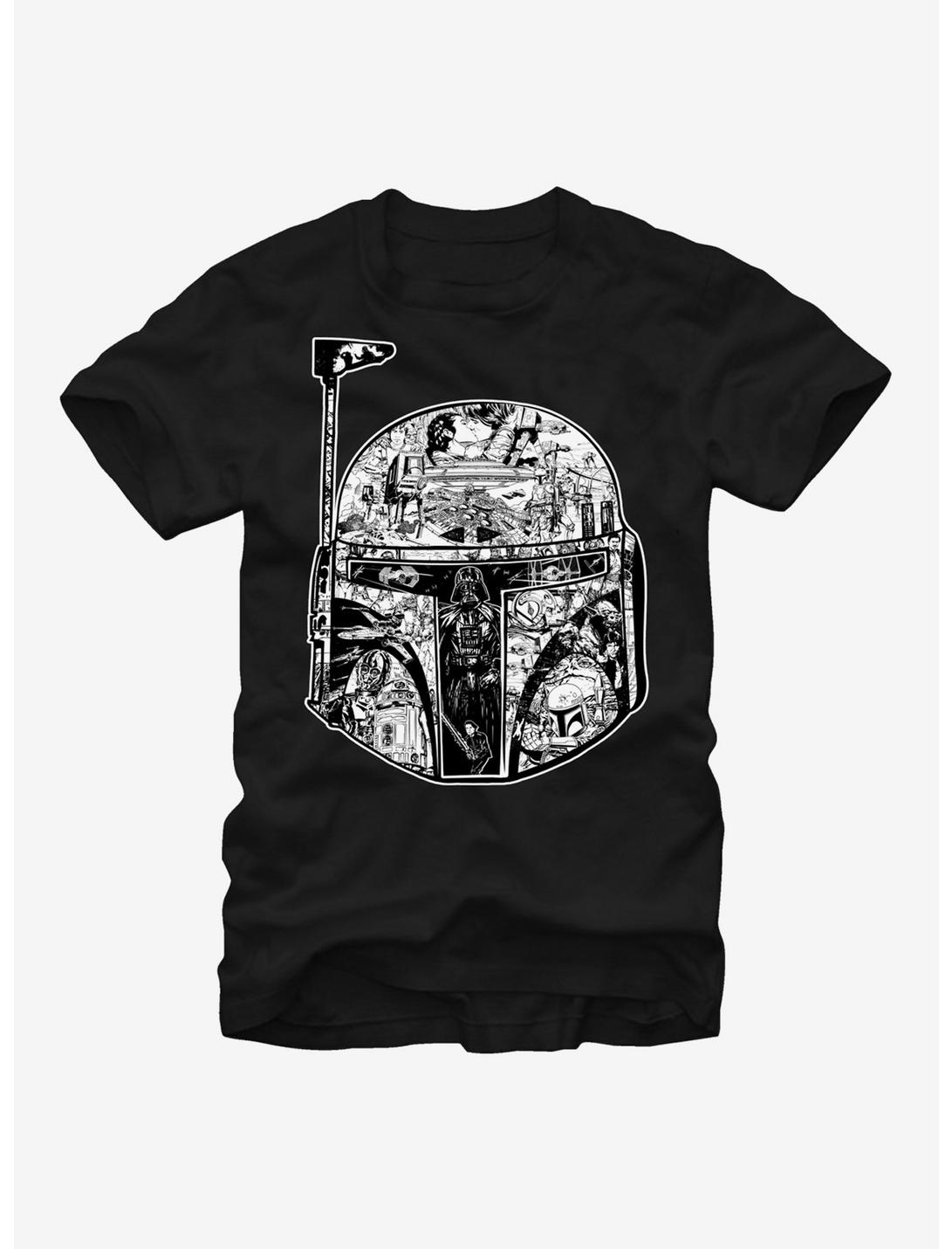 Star Wars Boba Fett Helmet Movie Scenes T-Shirt, BLACK, hi-res