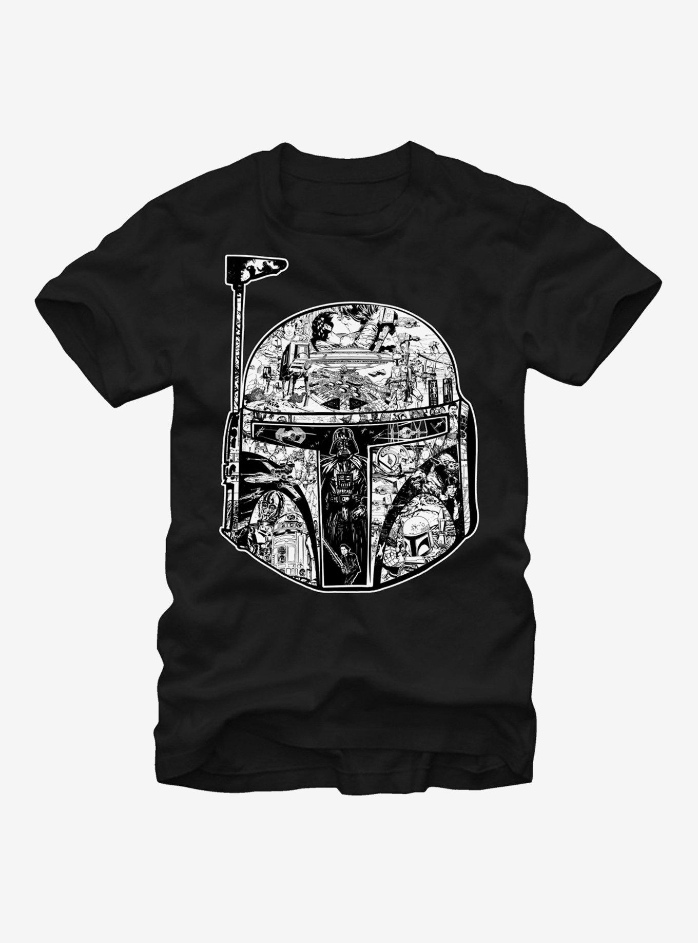 Star Wars Boba Fett Helmet Movie Scenes T-Shirt, BLACK, hi-res