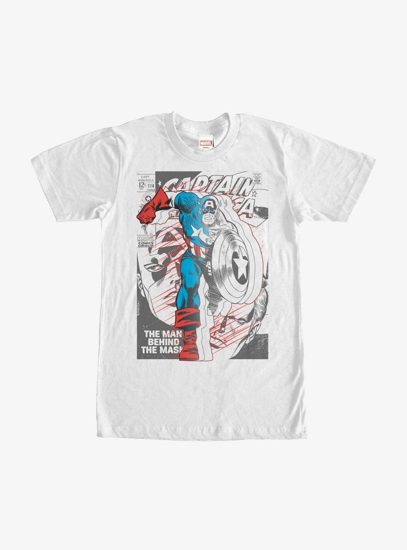 Marvel Captain America Behind the Mask T-Shirt, WHITE, hi-res